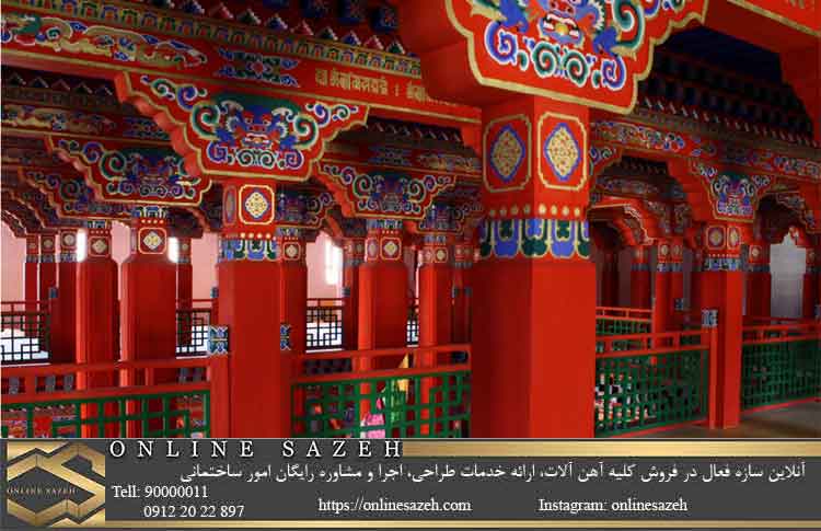 ویژگی و مشخصه های معماری مغولی؛ تزئین با رنگ های معدنی